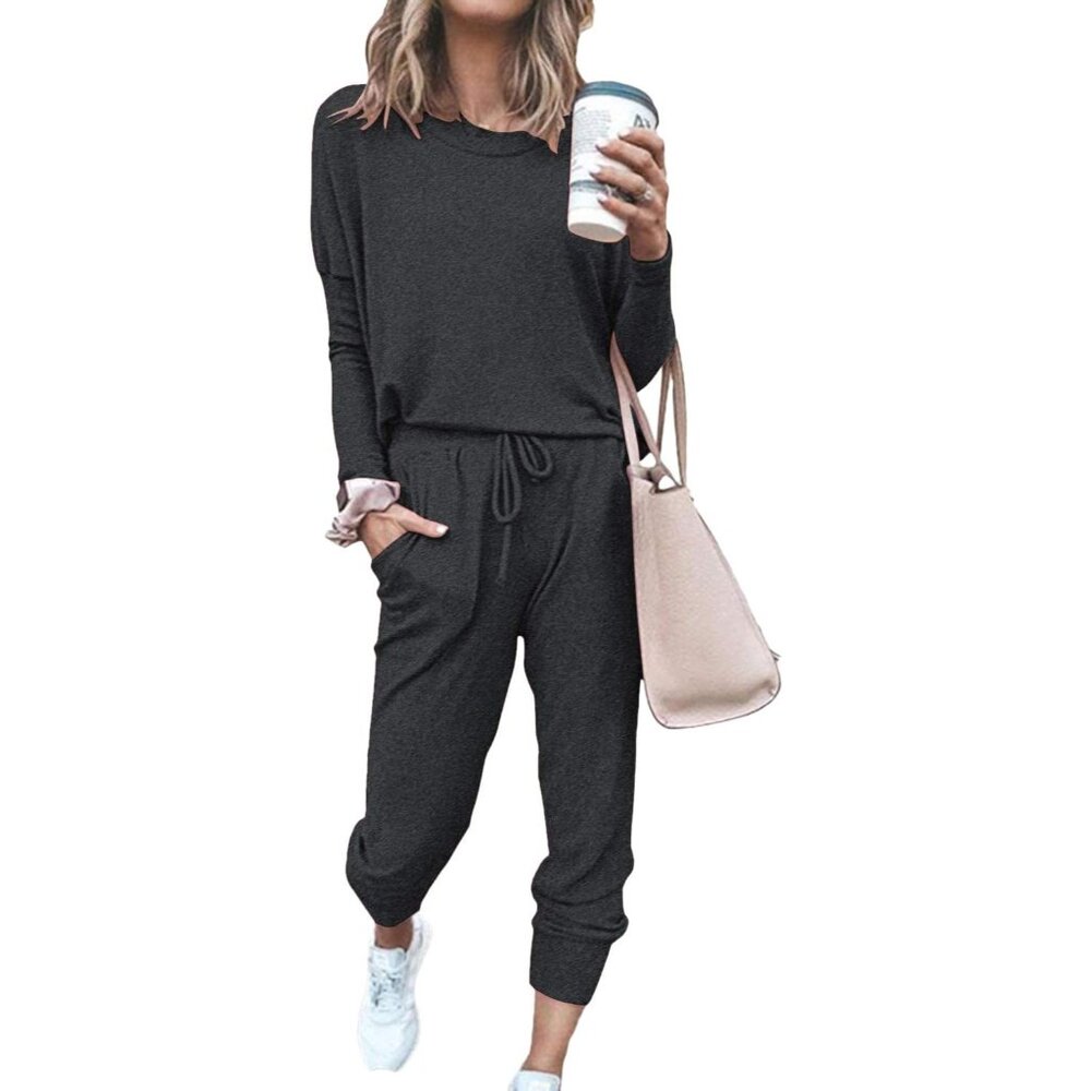Trendy Dark Grey 2-Piece Casual Pant Set For Comfy And Stylish Everyday Wear